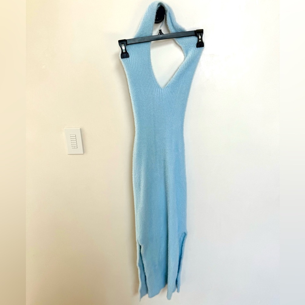 H:ours backless stretchable blue dress